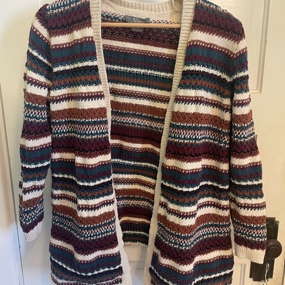 Natural Reflections Multicolor Striped Cardigan